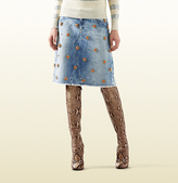 Thumbnail for your product : Gucci Denim Skirt With Crystal Embroidery