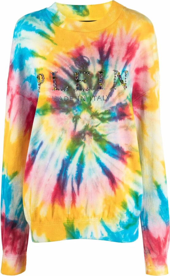 Philipp Plein Tie-Dye Print Cotton-Blend Sweatshirt