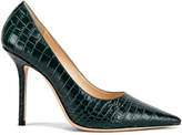 Thumbnail for your product : Jimmy Choo Love 100 Croc Embossed Heel in Dark Green | FWRD