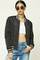 Thumbnail for your product : Forever 21 FOREVER 21+ No Thanks Satin Bomber Jacket