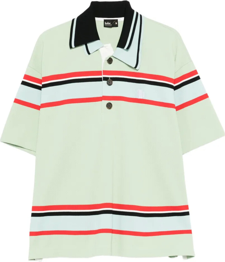 Kolor Striped Short-Sleeve Polo Shirt