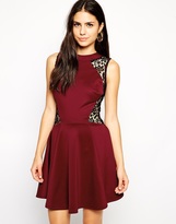 Thumbnail for your product : Club L Skater Dress With Lace Panel Detail