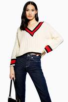 Thumbnail for your product : Topshop Womens Low V Neck Cricket Jumper - Ivory