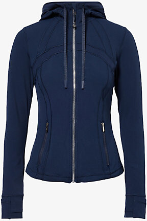 Womens True Navy Mirror Silver Define Nulu Hooded Stretch-Woven Jacket 8
