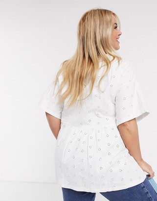 ASOS Curve DESIGN Curve smock top in all over broidery