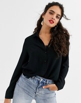 Thumbnail for your product : Stradivarius shirt with cami layer in black