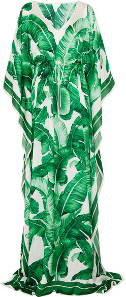 Dolce & Gabbana Printed Silk-chiffon Gown - Green - ShopStyle Evening ...
