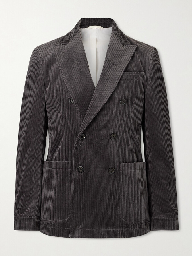 Oliver Spencer Double-Breasted Cotton-Blend Corduroy Suit Jacket