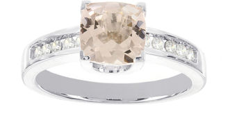 JCPenney MODERN BRIDE Blooming Bridal Genuine Cushion-Cut Morganite and Diamond 14K White Gold Ring