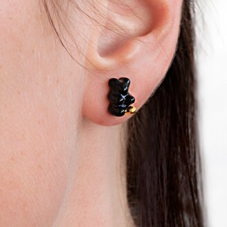 Cj·314 Women\'s Teeny Tiny Gummy Bear Stud Earrings - Black & Gold -  ShopStyle