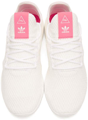 adidas x Pharrell Williams White and Pink Tennis Hu Sneakers