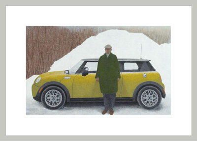 Latitude Run Artist and Car by Alex Colville -Framed Giclee Print
