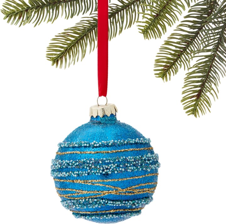 Holiday Lane Patina Glitter Ball Ornament, Created for Macy's