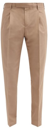 Dunhill Pleated Wool-blend Slim-leg Trousers - Brown