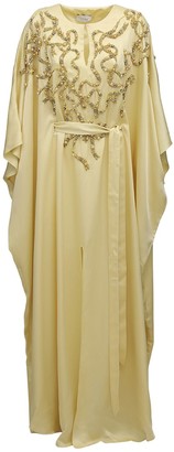 Marchesa Lemon Embellished Caftan Dress