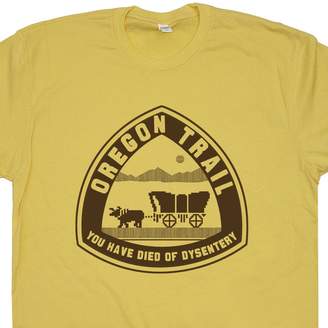Shirtmandude T-Shirts M - Oregon Trail T Shirt You Have Died of Dysentery Tee Retro 80s Video Game Old School Computer Gamer Vintage