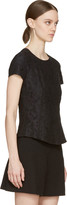 Thumbnail for your product : Nina Ricci Black Lace Short Sleeve Zip-Up Blouse