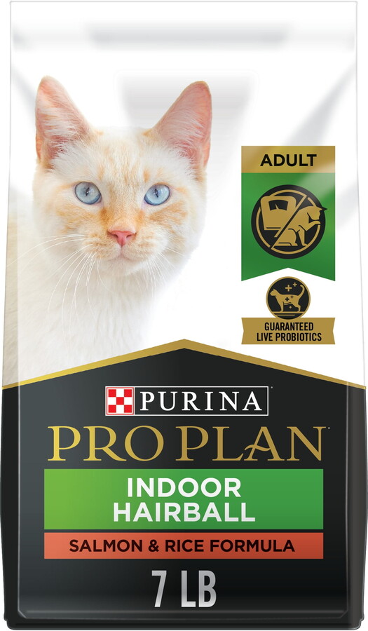 Purina Pro Plan Hairball, Indoor Dry Cat Food, Salmon & Rice, 7 lb Bag
