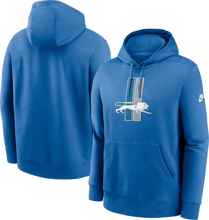 Men's Nike Blue Detroit Lions Rewind Club Logo Pullover Hoodie
