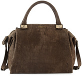 Thumbnail for your product : Lanvin Trilogy Croc-Embossed Bowling Satchel Bag, Gray