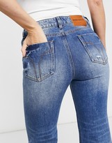 Thumbnail for your product : Miss Sixty eileen distressed wide-legged jeans in blue denim