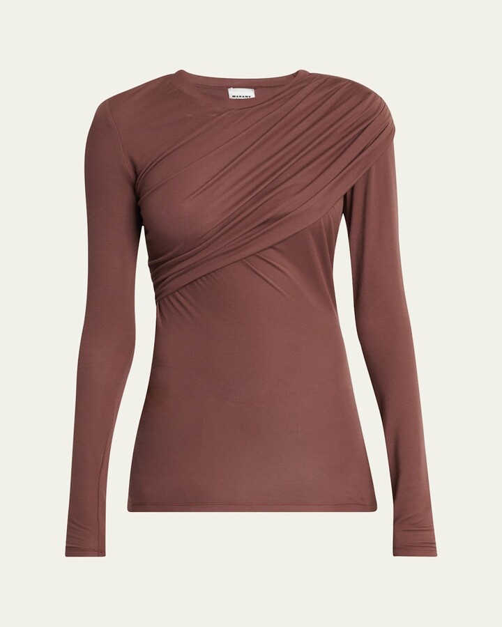 Etoile Isabel Marant Dressi Draped Long-Sleeve Top
