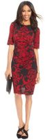 Thumbnail for your product : Connected Scroll-Print Side-Pleat Sheath
