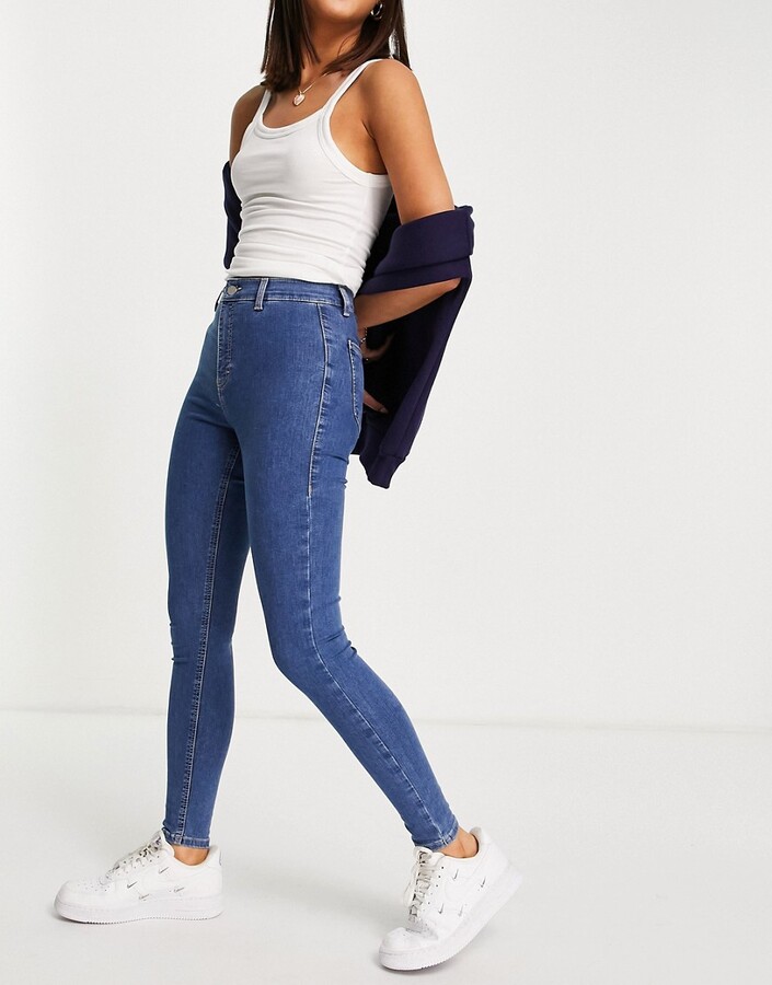 Topshop Joni jeans in mid blue - ShopStyle