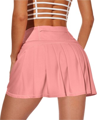 XIEERDUO Women's Athletic Tennis Golf Skorts Skirts with Shorts Pockets  High Waist Pleated Workout Running Sports Skirts Pink XXL - ShopStyle