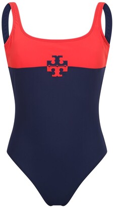 Tory Burch Logo Detailed Color Block Swimsuit - ShopStyle