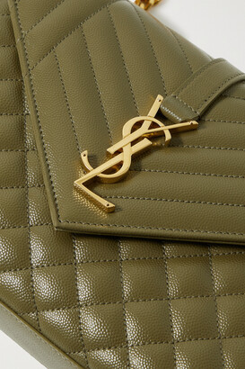 Saint Laurent Envelope Medium Quilted Textured-leather Shoulder Bag - Green