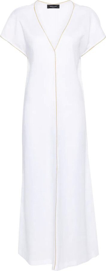Fabiana Filippi Monili-chain linen maxi dress