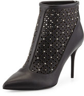 Thumbnail for your product : Alexander McQueen Studded Laser-Cut Point-Toe Bootie