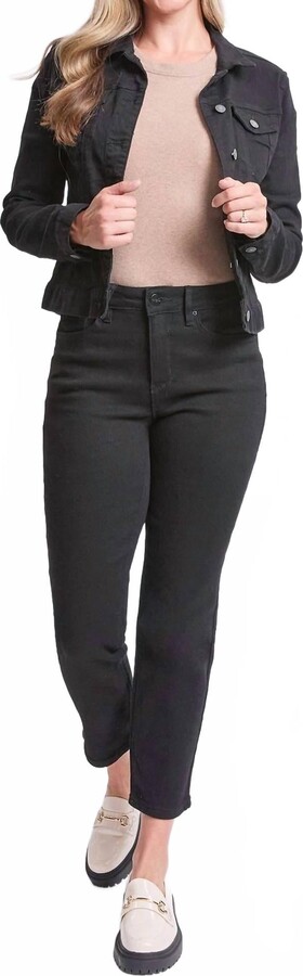 YMI Jeanswear Missy Vintage High Rise Slim Straight Jeans In Faded Black