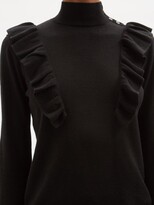 Thumbnail for your product : Cefinn Loulou Ruffled High-neck Merino Sweater - Black