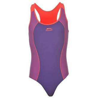 Slazenger Kids Racer Back Swimming Suit Junior Girls Swimwear Swim Swimsuit