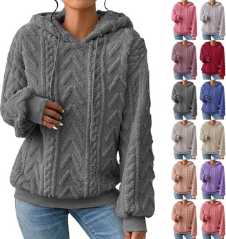  Women's Fuzzy Fleece Jacket Casual Loose Long Sleeve