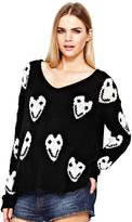 Thumbnail for your product : Love Label Smiley Face V-neck Jumper