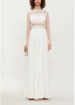 Thumbnail for your product : Self-Portrait Embellished lace and crepe maxi dress