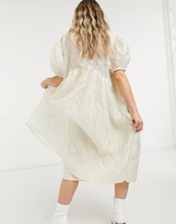 Thumbnail for your product : Sister Jane Dream midi smock dress in cream textured jacquard