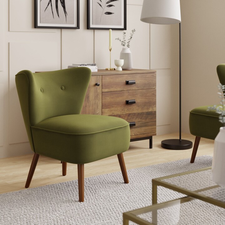 Dunelm Eliza Velvet Cocktail Chair Olive (Green) ShopStyle Armchairs