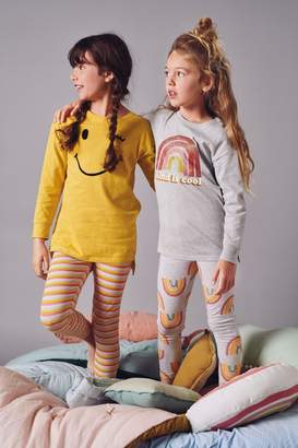 Next Girls Yellow/Grey 2 Pack Rainbow Legging Pyjamas (3-16yrs) - Grey