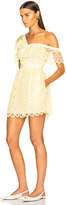 Thumbnail for your product : Self-Portrait Circle Floral Lace Frill Mini Dress in Yellow | FWRD