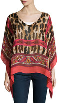 Thumbnail for your product : Theodora & Callum Cheetah & Paisley Scarf Top, Coral
