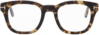 Tom Ford Tortoiseshell Blue Block Square Glasses