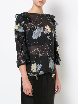 Thomas Wylde Foxglove sheer floral blouse