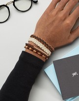 Thumbnail for your product : ASOS Leather Bracelet Pack In Khaki And Brown