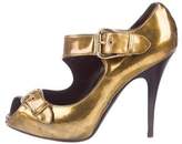 Thumbnail for your product : Giuseppe Zanotti Metallic Peep-Toe Pumps Gold Metallic Peep-Toe Pumps
