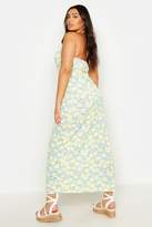 Thumbnail for your product : boohoo Plus Lemon Plunge Halter Maxi Dress