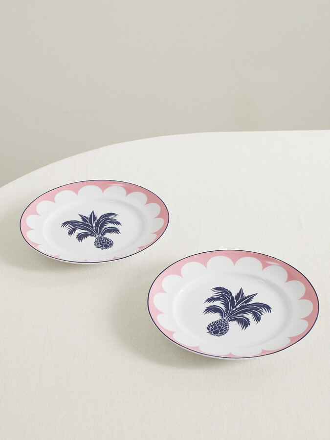AQUAZZURA CASA - Jaipur Set Of Two Porcelain Dessert Plates - Pink